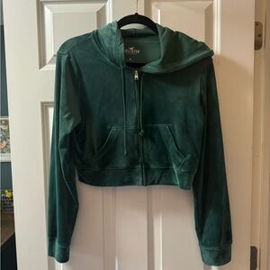 Hollister crop velour zip up in size medium